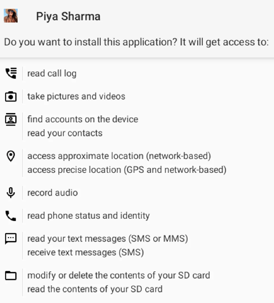 Permissions Asked by Application (Source: SentinelLabs)