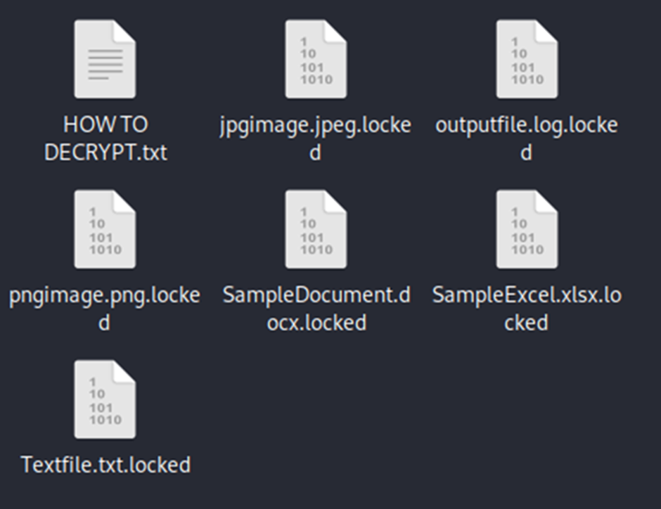 Şifrelenmiş dosyalara “.locked” uzantısı eklendi