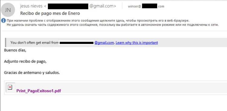 Phishing email with a PDF decoy