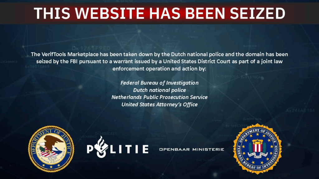 U.S. Government Seizes Online Marketplaces Used to Sell Fraudulent Identity Documents to Cybercriminals 3 VerifTools Marketplace takendown