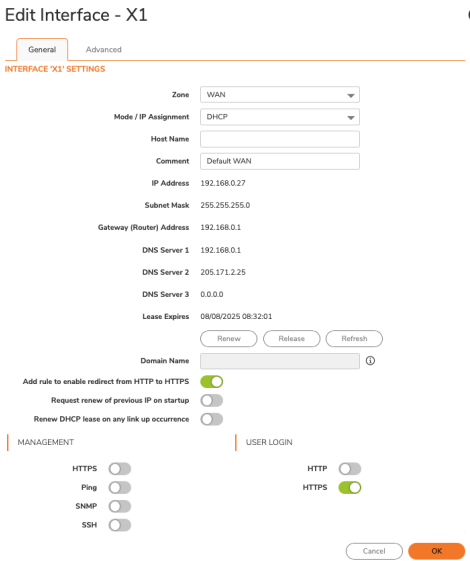 Disable the HTTPS/SSH Management options