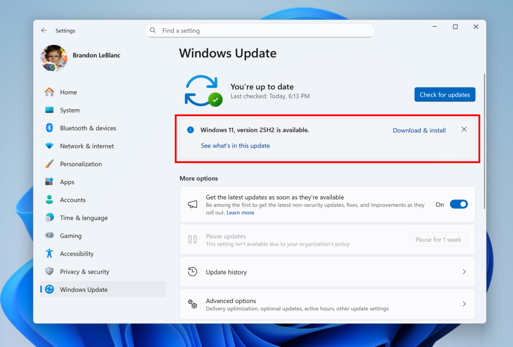Windows 11 Sürüm 25H2