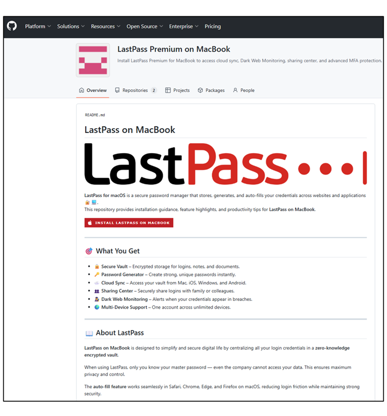 Massive Cyber-Attack Attacking macOS Users via GitHub Pages to Deliver Stealer Malware 4 LastPass Impersonation Page