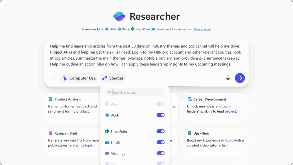 Microsoft Introduces Researcher in Microsoft 365 Copilot, a Secure Virtual Assistant for Your Computer 4 Users can choose to enable the set of work data sources