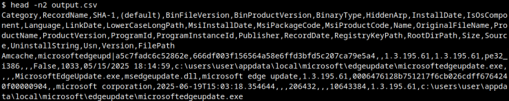 CSV sonucu