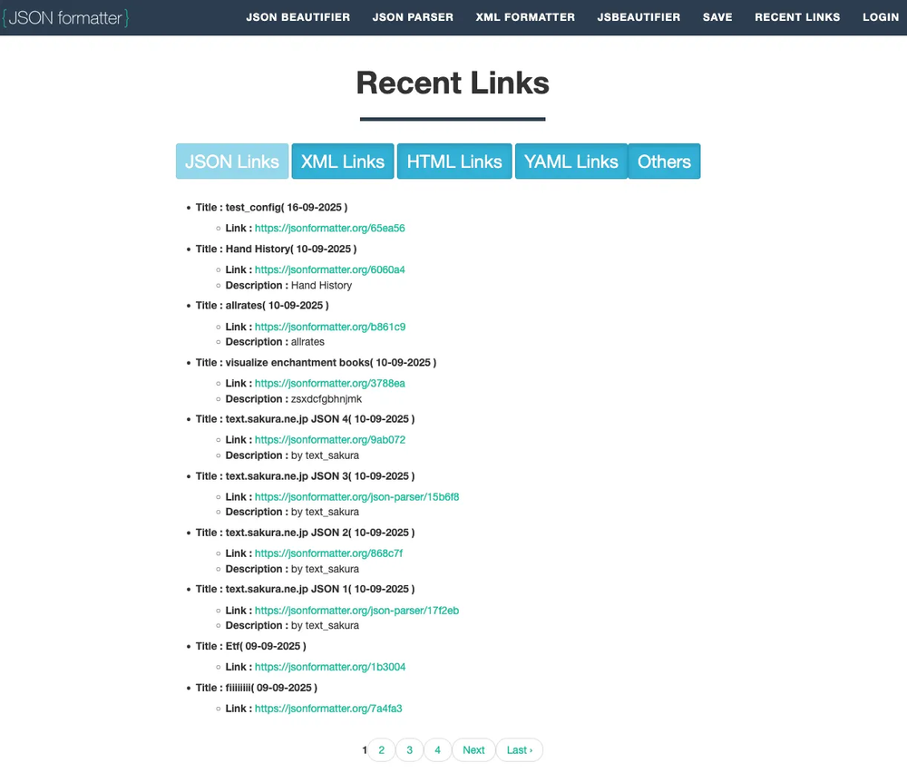 “Recent Links” pages 